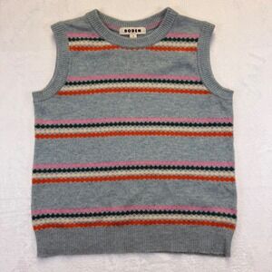 Boden Womens XS Blue Striped Wool Alpaca Blend Fair Isle Sweater Vest K0907‎